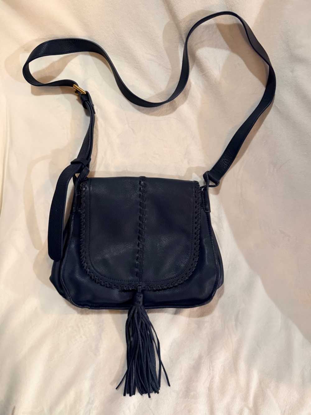 HOBO Women’s Black Leather Crossbody Bag with Tassel